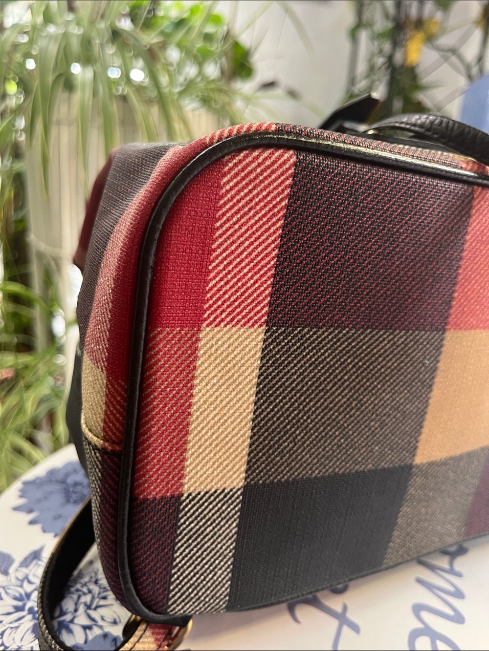 Burberry Blue Label Multicolor Plaid Drawstring Backpack - Picture 9 of 15